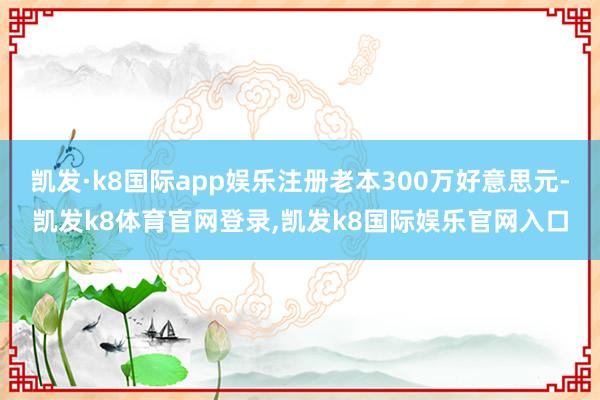 凯发·k8国际app娱乐注册老本300万好意思元-凯发k8体育官网登录,凯发k8国际娱乐官网入口